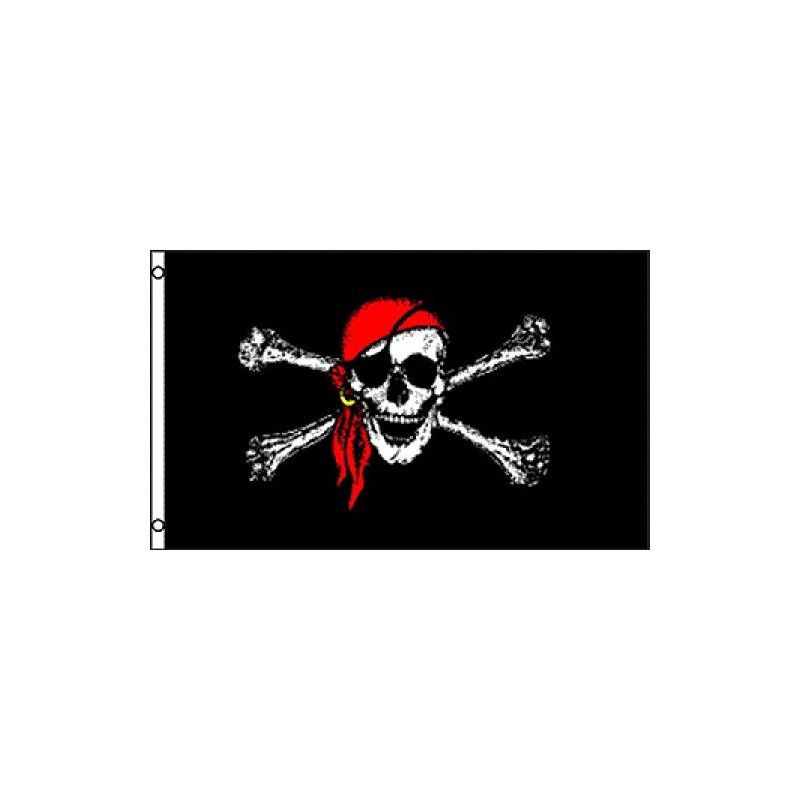 Jolly Roger Pirate Red Hat 4'x6' Polyester Flag