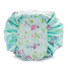 Cosmetic Bag, Cosmetic Bag Quick Make-Up Bag Make-up Bag Toiletry Bag with Drawstring (Turquoise Flamingos)