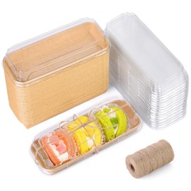 Fniiva 30 Pack Paper Bowls, 8.4"x3.3"x2.2" Disposable Food Containers with Lids, Disposable Bowls with Lids, Disposable Salad Bowls for Diet Salad Ice Cream Yogurt