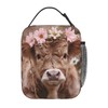 Plistiz Floral Cow Lunch Box for Women Men, Insulated Lunch