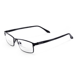 Bifocal Multi Purpose Mens Rectangular Reading Glasses (Gunmetal, 1.50)