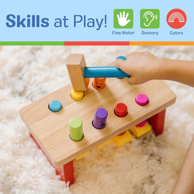 Melissa & Doug Deluxe Pounding Bench Wooden Preschool Learning Toy