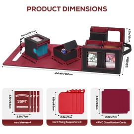 STTRBOX Trading Card Storage Box for MTG, card storage box with Commander Display，Multi-purpose Deck Case for MTG TCG Sports Card, 4 Toploaders, 4 Stoppers, 4 Colorful Dividers (Handle-Red)