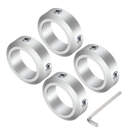 sourcing map Set Screw Shaft Collar for 25mm Shaft, 4pcs Clamping Collars 38mm OD, 12mm Thickness, Aluminum Alloy Clamp-On Collar with M6 Set Screws and a Wrench