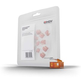 LINDY 40481 RJ45 Port Lock (Pack of 20) Extension Kit: Code Orange