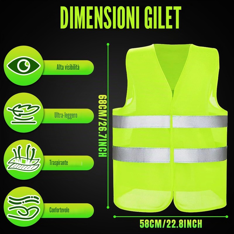 GRIRDDIV 6 Pezzi Universale Giallo Giubbotto Sicurezza Riflettente, Gilet Alta