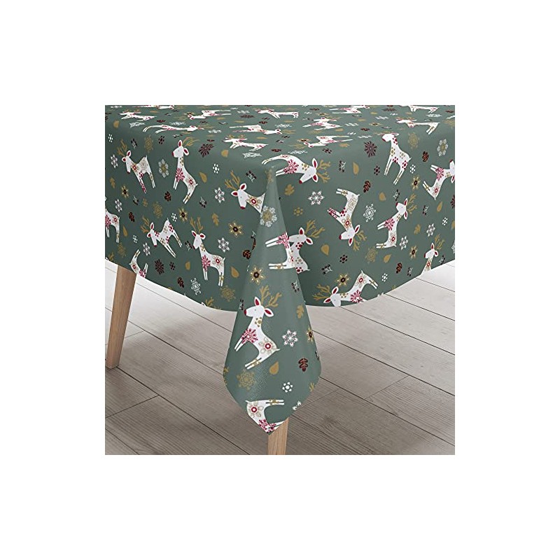 Karina Home Scandi Christmas Reindeer PVC Vinyl Wipe Clean Oilcloth