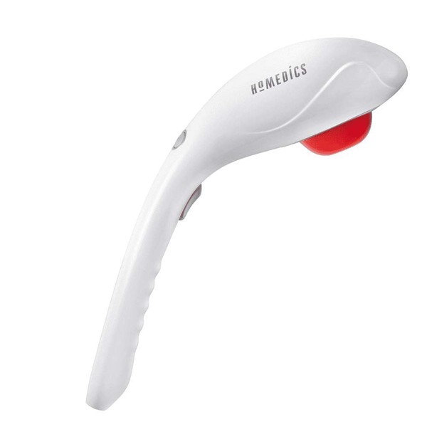 Homedics, Cordless Percussion Body Massager with Soothing Heat Lightweight, Handheld, Ergonomic with 2 Intensity Settings and Rechargeable Battery (White)