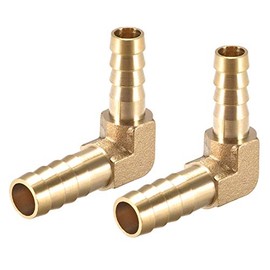 sourcing map Hose Adaptor Hose Connection 90 Degree 10 mm to 8 mm Brass for Angle Pipe Connectors Pack of 2