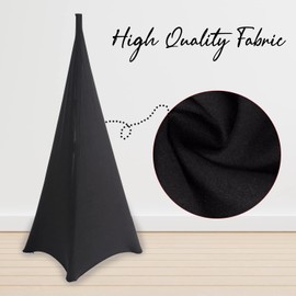 Trimming Shop Black Triple Sided Stretch Tripod Speaker DJ Stand Cover for Birthdays, Weddings, Reception, Banquets, Parties, Special Events, Washable, 2pcs