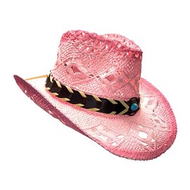 Women’s Western Straw Cowboy Hat Ventilated Sun Hat Shapeable Brim Woven Summer Cowgirl Hat Faux Leather Turquoise Hatband