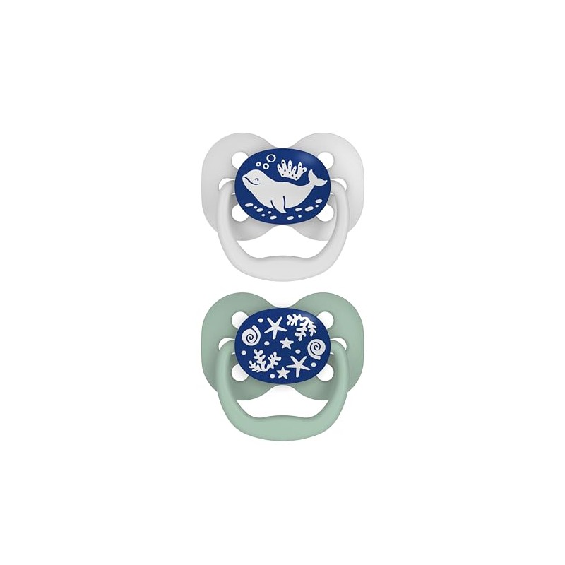 Dr. Brown's Advantage Glow-in-The-Dark 2 Piece Stage 1 Pacifiers, Blue,