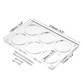 PATIKIL 2.3" Acrylic Coin Display Frame, 3D Floating Display Case Holder 6 Slots for Jewelry Specimens Medallion Coins, Clear