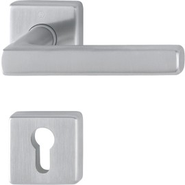 Hoppe Dallas Door Handle Set with Rosette PZ Profile Cylinder - Satin Stainless Steel, 3675290