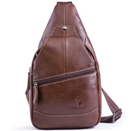 Genuine Leather Shoulder Sling Backpack Bag Unisex Outdoor Crossbody Sling Pack Sport Daypack