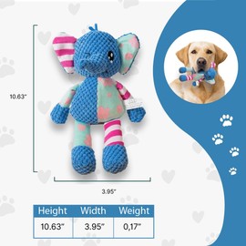 Best Pet Supplies Crinkle Dog Plush Toy for Small, Medium, and Large Breeds/Durable Plush Toy with Crinkle Texture/Multicolored Premium Design/Cute Elephant-Shaped Dog Toy
