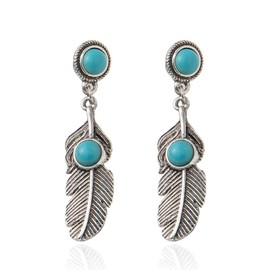 Turquoise Earrings for Women Feather Western Drop Earrings Western Outfit for Women Dainty Dress Boho Jewelry Gifts