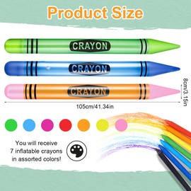 Pack of 7 Inflatable Pencil Balloons, Giant Inflatable Pens, 105 cm Coloured Pencil Balloons for Classroom, School Decoration, Birthday, School Child Party