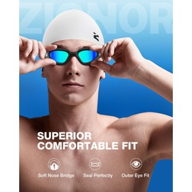 ZIONOR G1 Lite Swim Goggles with Swim Cap Comfortable Anti-fog Swimming Goggles Set for Adult Men Women