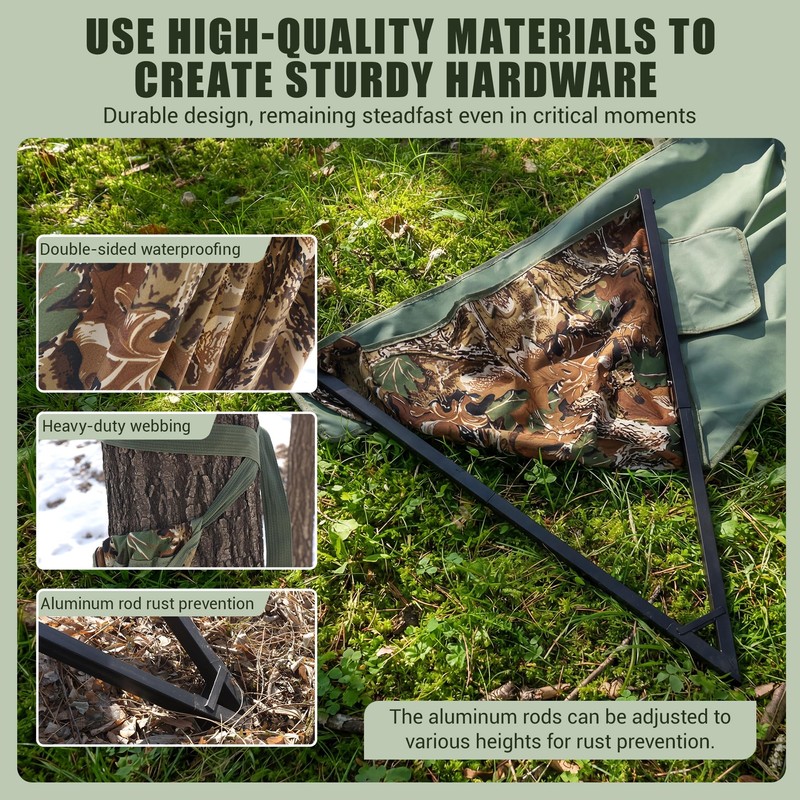 Outdoor Low-Profile Hunting Chair，Camping Chair，Camo Hangs on Any Tree