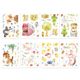 Papierdrachen Wall Stickers - 8 Sheets with Wall Stickers for Children - Nursery Decoration - Wall Decoration - Farm - 22 x 30 cm per Sheet - for Boys and Girls - Set 7