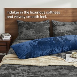 BEDELITE Velvet Body Pillow Cover with Zipper, Soft and Plush 20x54 Long Pillow Case, Velvety Smooth and Cozy Body Pillow Pillowcase for Bedroom and Couch, for All Seasons(Navy Blue)