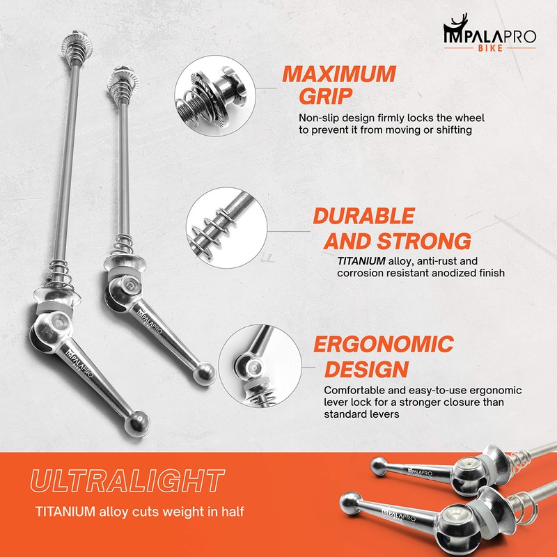 IMPALAPRO Bike TITANIUM Bike Quick Release Skewers Ultralight for MTB