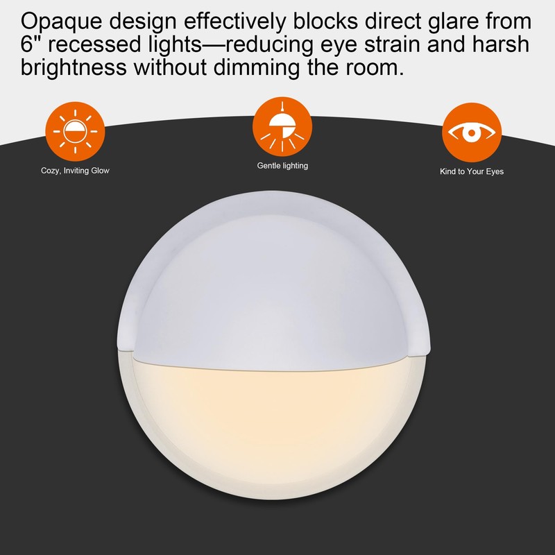 Qlvily 4-Pack Opaque Stick-On Half Shades for 6" Recessed Ceiling