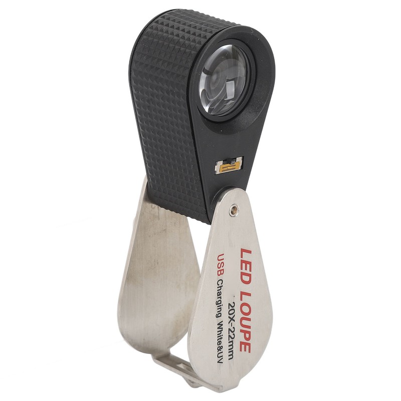 20X Folding Magnifying Glass Portable Rechargeable Pocket Magnifier with LED