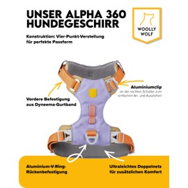 Woolly Wolf Alpha 360 Dog Harness XS Lavender Mix - Dog Harness for Small Dogs Made of 100% Recycled Polyester, Adjustable and Lightweight, Perfectly Adjustable to the Dog Body