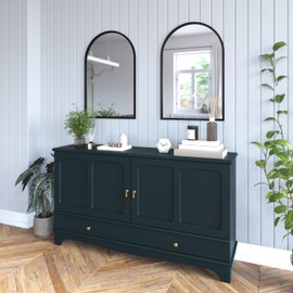 HBCY Creations Rustic Accent Mirror for Bathroom, Entry, Dining Room, & Living Room (Black, 20"x30" Arched)