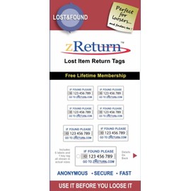 zReturn Lost and Found Smart Tags Use for Return of Lost Item, Storage, Organization, and Inventory Management