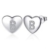 Jrêveinfini Letter Earrings Silver 925 Women Girls Children Heart Stud