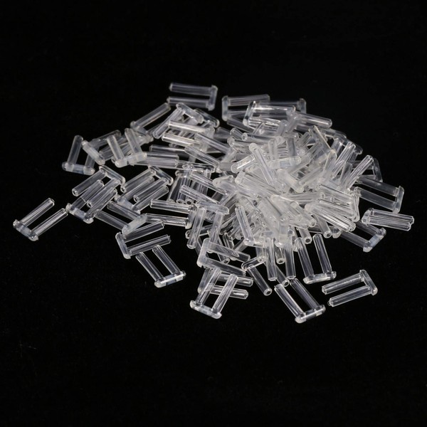 Mavis Laven Rimless Frames Sleeves, 100pcs New Clear Plastic Compression Sleeves for Rimless Glasses Fixing Accessories Tools(1.4 * 0.8 * 0.7)