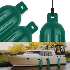 VEITHI Boat Fenders 4 Packs, Ribbed Twin Eyes Vinyl Boat Bumpers Fenders, Boat Bumpers for Docking, Come with Ropes, Needles and Pump to Inflate (Red 6.5x23inch)
