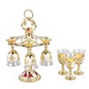 6Pcs Chinese Chalice Retro Style Zinc Alloy Glass Embossed Flower