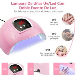 Lámpara De Uñas,Lámpara Secador De Uñas Set Con 3 Temporizadores, Sensor Inteligente, Placa Base Extraíble, 15pcs Niña Pinceles Para Uñas,10pcs Rollos De Cintas Adhesivas,5pcs Lápiz De Punto,1 Cajas De Diamantes Uñas