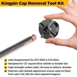 Hezaosth Mack Kingpin Socket/ 2 3/8" O.D., 3/4" Drive King Pin Adjusting Screw Socket/KingPins Cap Removal Tool Kit for Mack Truck 16000, 18000 and 20000 lb axles Replacement for 11-3000 & ‎ONI303T