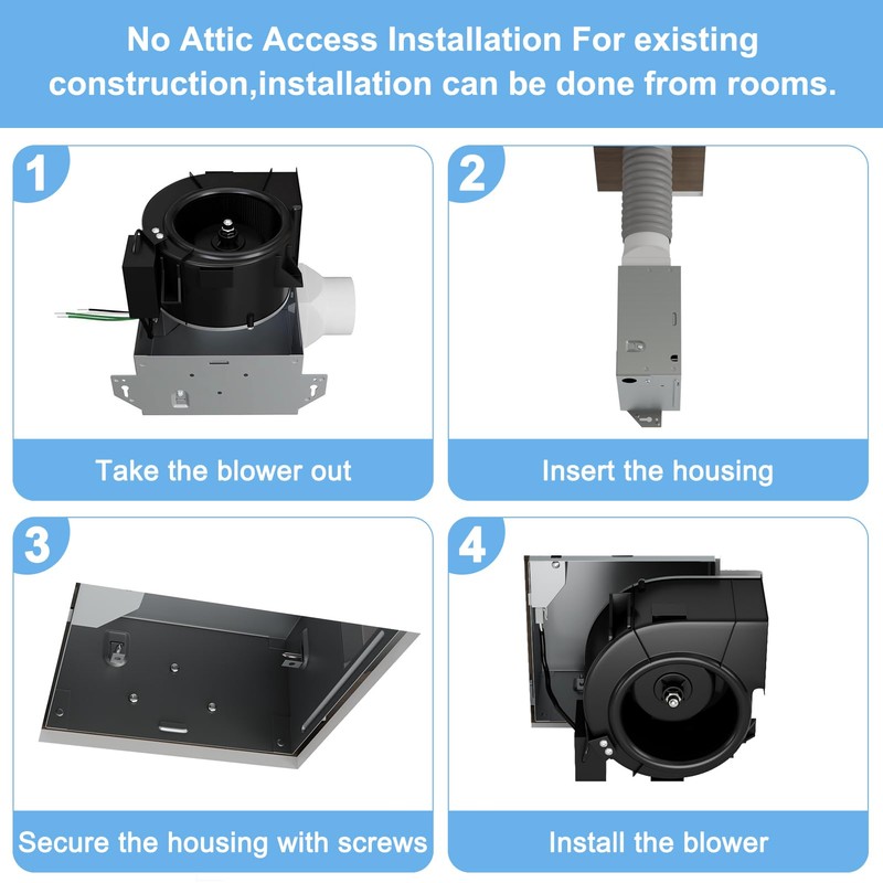 Tech Drive Bathroom Exhaust Fan with Light, 70 CFM,Super Quiet