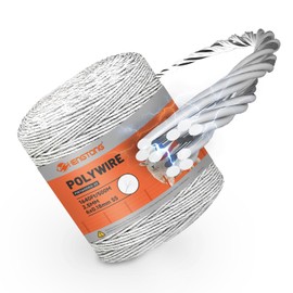 HENGTONG Electric Fence Polywire 1640ft (500m), 6-Strand Stainless Steel Conductors, Rust & UV Resistant, Portable Electric Fencing, High Conductivity, White