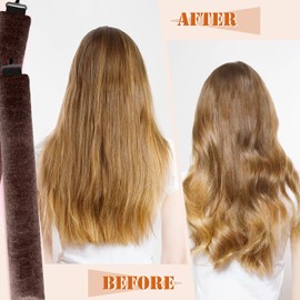 Hitzelose Lockenwickler, Lockenwickler, hitzefreie Lockenwickler, Stirnband-Lockenwickler, keine Hitze, Locken über Nacht, hitzefreier Lockenstab für langes Haar (3 Stück, braun)