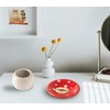 dgudgu Mushroom Ring Holder Jewelry Tray Red Dish Ceramic Trinket