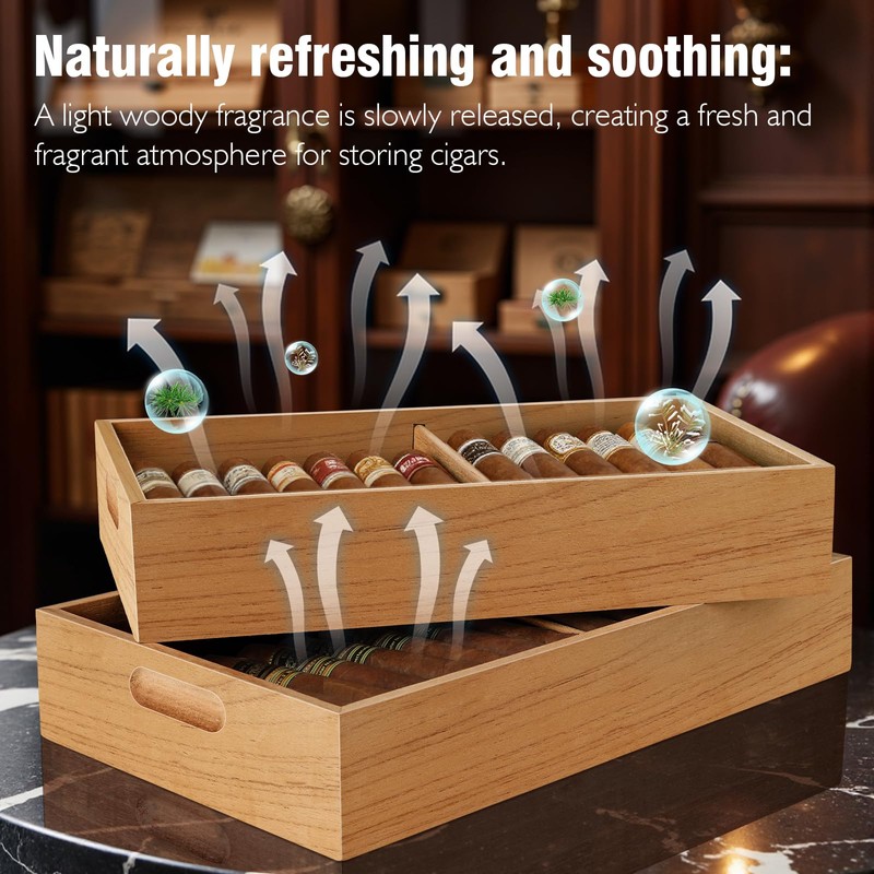 DXXULL Spanish Cedar Cigar Tray,Adjustable Cedar Wood Dividers, Special Storage