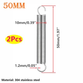 Qrity 2 PCS Stainless Steel Hook Terminal Compression Springs, Wire Diameter 0.05", OD 0.39", Free Length 1.97", Silver, Replacement Springs