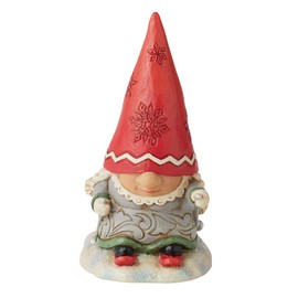 Enesco Jim Shore Heartwood Creek Gnome with Braids Skiing Figurine, 4.33 Inch, Multicolor