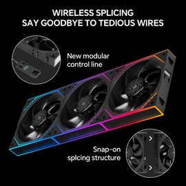 Thermalright TL-M12QR X3 120mm PC Reverse Case Fans, Daisy-Chain | 1500RPM | ARGB | with Infinity Mirrors on Both Sides(Black)