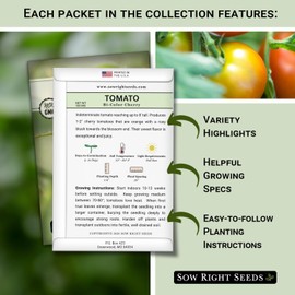 Sow Right Seeds Sow Right Seeds - Cherry Tomato Seed Collection for Planting - Black, Large Red, White, Orange, Bi-Color Cherry and Yellow Pear Tomatoes - Non-GMO Heirloom Varieties to Plant a Home Vegetable Garden