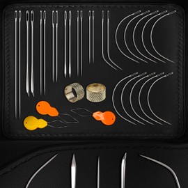 VONEEDL Heavy Duty Hand Sewing Needles Set - 26 Straight and Curved Hand Sewing Needles for Upholstery, Leather, Carpet, Canvas Repair and Sail Crafts