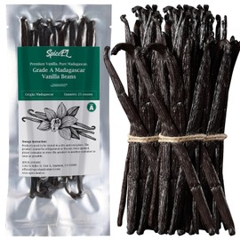 SPICEEL Madagascar Vanilla Beans Grade A Vanilla Pods for Making Extract, Whole 5" - 7" Vanilla Beans for Baking, 25 Counts
