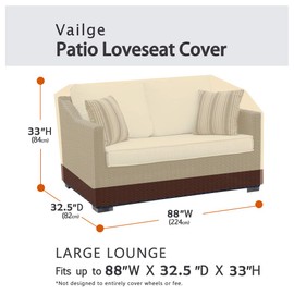 VAILGE Heavy Duty Patio Sofa Cover, 100% Waterproof Outdoor Sofa Cover, Large Lawn Patio Furniture Covers with Air Vent, Large(Standard), Beige & Brown